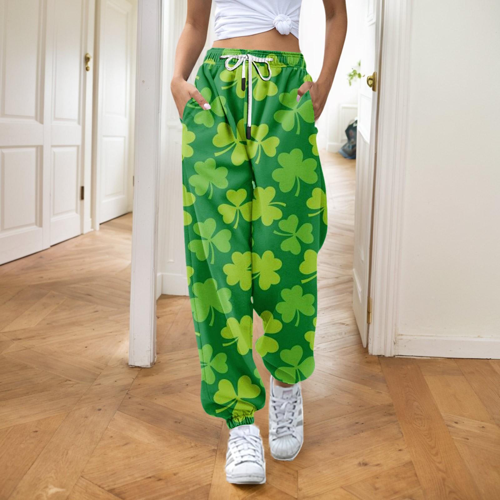 

Женская мода ул.. День Святого Патрика свободные повседневные спортивные штаны с завязками и принтом M