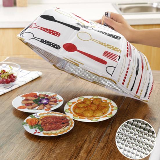 Food Insulation Cover Aluminum Foil Dish Cover Foldable Dining Table Food Cover Kitchen Gadgets for Camping Picnic Barbecue Outdoor Party