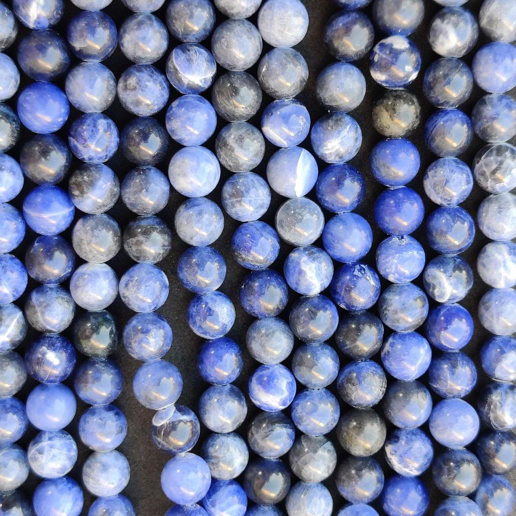 Přírodní sodalitové korálky, kvalitní hladké kulaté korálky, 6 mm, 8 mm, velikost kamene 10 mm, korálky z drahokamů 14-15 palců.