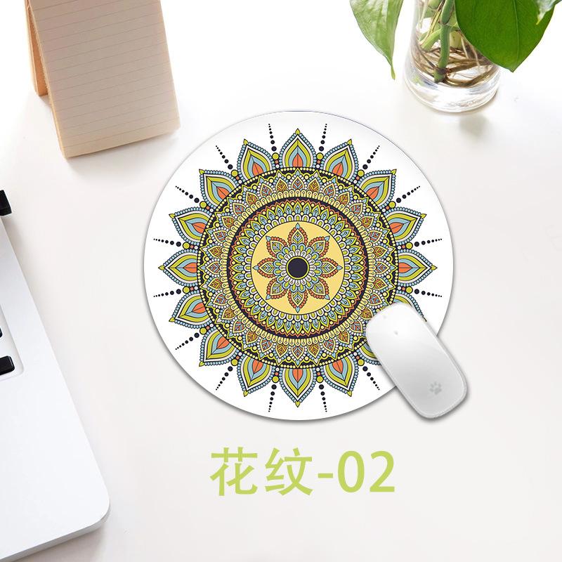 Ethnic Style Pattern Round Small Creative Thickened Mouse Pad Keyboard Pad Office Cup Table Mat Production