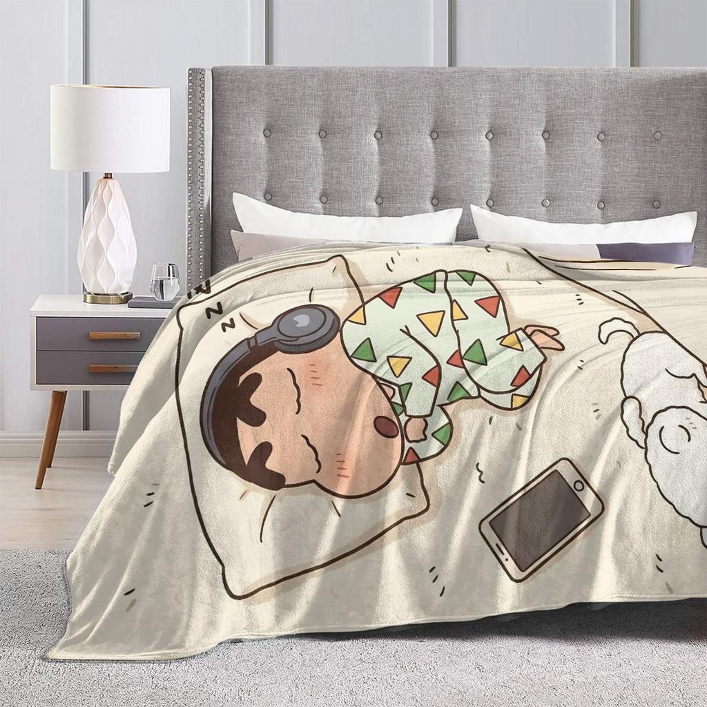 Shinchans Sleep Cartoon Blanket Cover Coral Fleece Plush Super Soft Throw Blankets For Outdoor Travel Bedroom Quilt