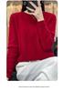Women's Cashmere Diamond Pattern Wool Pullover - Round Neck, Loose Knit Sweater, Autumn/Winter Style.