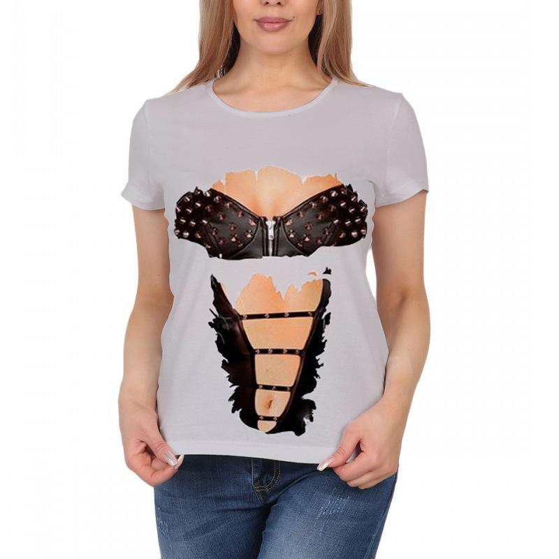 Summer Round Neck 3D Sexy Print Top Fashionable Casual Short Sleeved Women's T-shirts