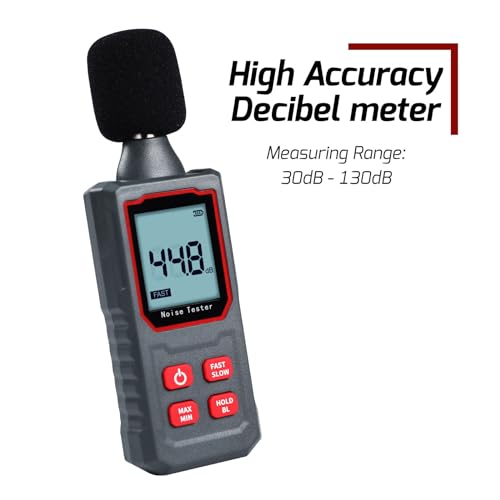 Ljudnivåmätare 30-130dB Handhållen ljudnivåmätare med kapacitiv mikrofon sensor HD bakgrundsbelysning Display Brusmätare Decibel Monitor