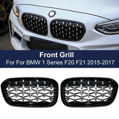 Kratki przedniego zderzaka samochodu diamentowy grill dla BMW serii 1 F20 F21 LCI 2016 2017 ABS Meteor grille wymiana nerek wyścigi