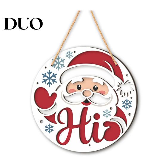 Festive Cartoon Santa Deer Ornaments Christmas Wooden Pendant, Decorative Reindeer/Santa Claus/Gnome Pattern Hanging Sign, Welcome Sign with