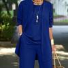 3 buc./set femeie haină vestă pantaloni set cardigan cu mânecă lungă cu decolteu o vestă fără mâneci cu talie elastică pantaloni cu picioare late costum pantalon lejer toamnă primăvară