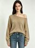 Women's Off-Shoulder Loose Knit Sweater - Autumn/Winter Lazy Style Base Layer Top