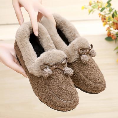 Damen-Plüschschuhe, 2023 Winter neue lässige Plüsch-Baumwollschuhe, leichte und warme Damen-Schneestiefel, einfüßige Bohnenschuhe