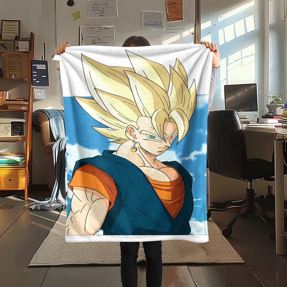 

Фланелевое одеяло с принтом персонажей Dragon Ball, Высококачественное, Удобное для всех сезонов, Декор для дома, Тепло и уют, Идеально для рождественских подарков 80cm x 120cm