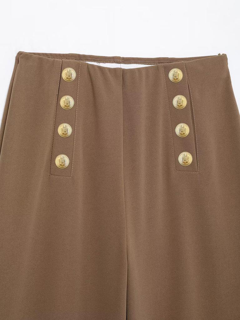 2025 Spring Women's European & American Style Fashion Casual Button-Front Long Pants