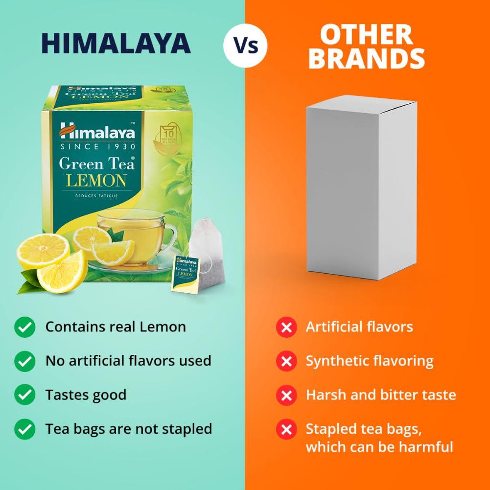 Himalaya Green Tea Lemon Tea Bags 20 Count Pack of 1 Herbal Refreshing Daily Wellness Citrus Beverage Drink Hot Brew