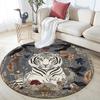 Vintage Flower Tiger,Round Area Rug,Carpet Rug for Living Room Bedroom Sofa Playroom Decor,Non-slip Floor Mat