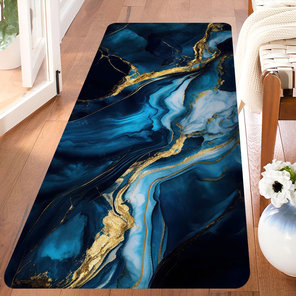 Kolor Niebieski Złoty Biały Marmur Obszar Przedpokój Dywan Antypoślizgowa Mata do Pralni Wystrój Pralni Balkon Dziecko Pokój Dzienny Dywanik do Toalety
