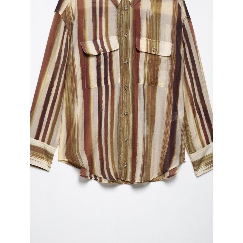 2025 European & American Retro Striped Loose Casual Women's Shirt