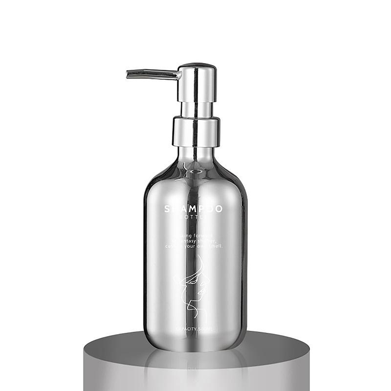 500Ml Shampoo Bottle Electroplating Pp Press Type Lotion Empty Bottle Bathroom Shower Gel Large-Capacity Soap Dispenser