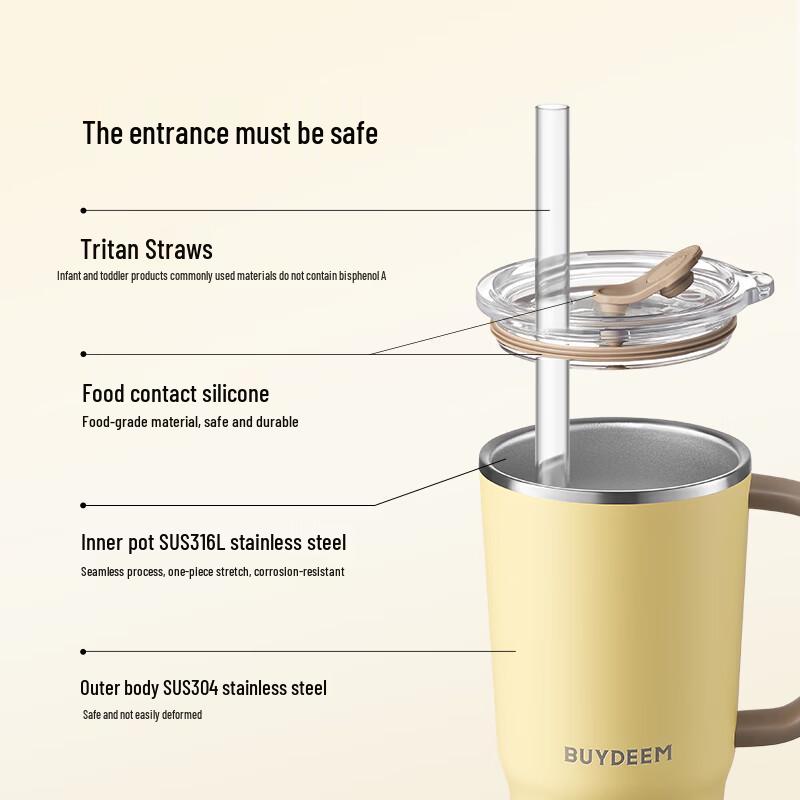Buydeem 750ml Insulated Straw Mug