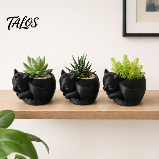 Talos Blumentopf-Ornament, 3D-gedruckte schlafende Drachenform, matt großer gewölbter Pflanztopf, für Heim-Büro-Schreibtisch-Garten-Dekoration