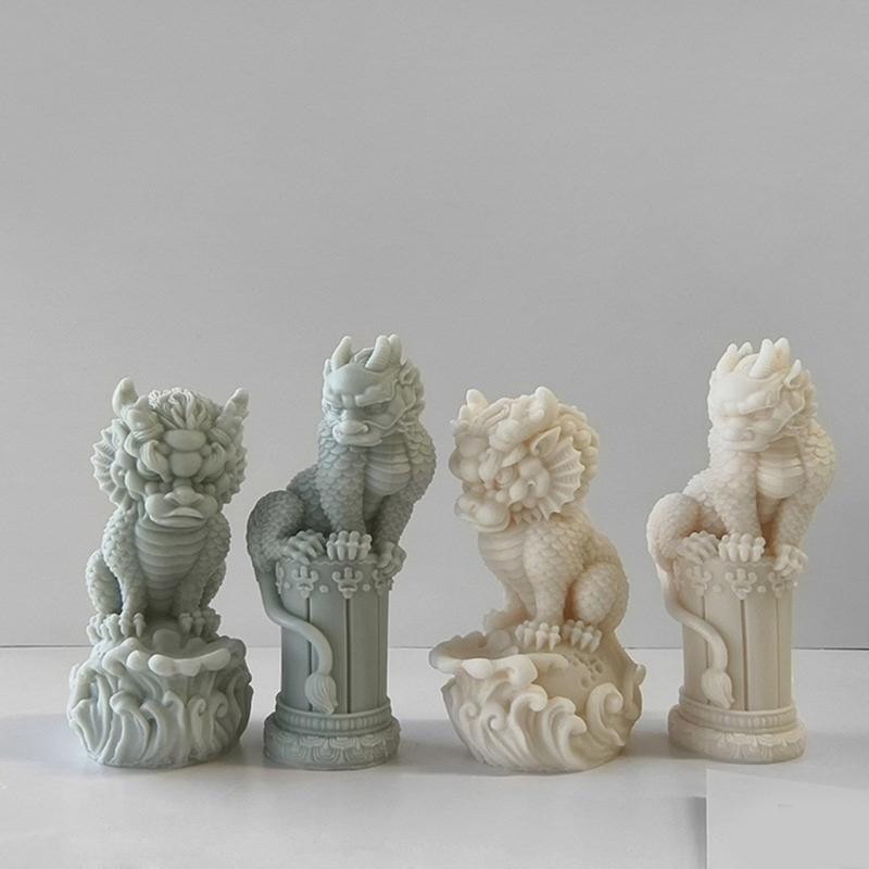 Statue Moulds Silicone Crafting Molds Animal Lion Shape Candle Molds Ornament Moulds Silicone Texture for Hand-Making