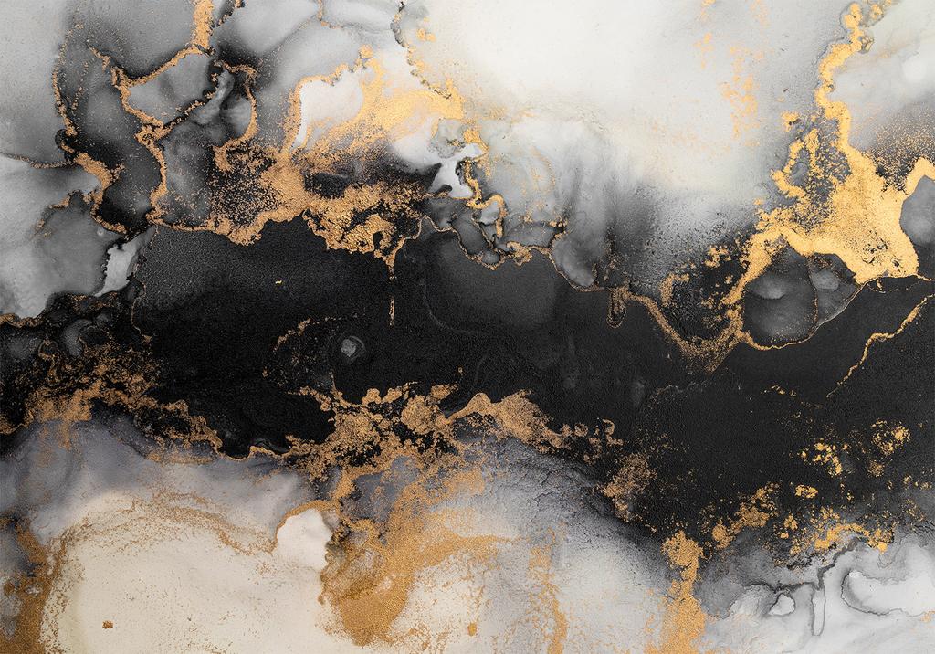 Wallpaper - Golden Explosions - Abstract Pattern Inspired by Marble