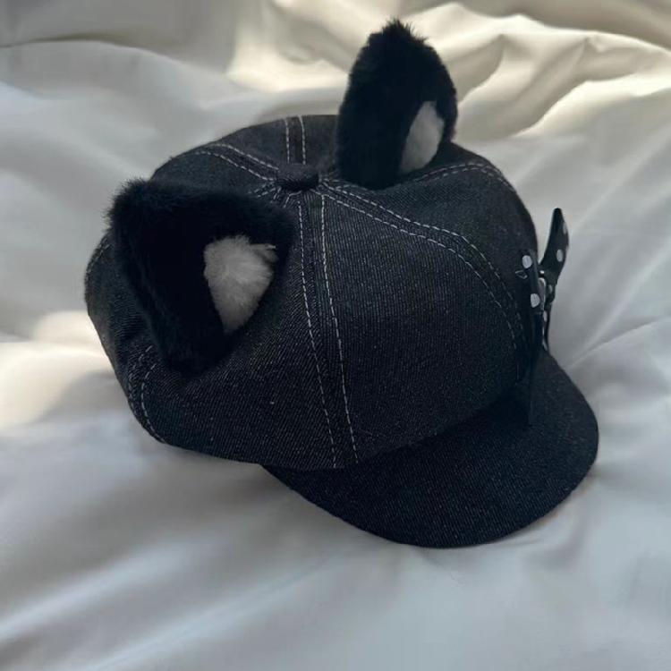 Japanese Beret Hat with Chain Belt for Female Girl  Newsboys Hat Chauffeur Hat Punk Outdoor Hiphop Dance Hat