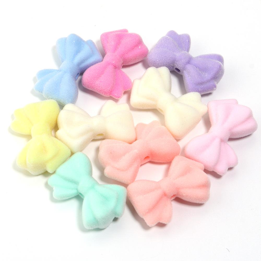 10 Stück Beflockte Acrylperlen Mischfarbe Mehrere Stile Spacer Anhänger Perle für Schmuckherstellung DIY Halskette Ohrringe Haarschmuck