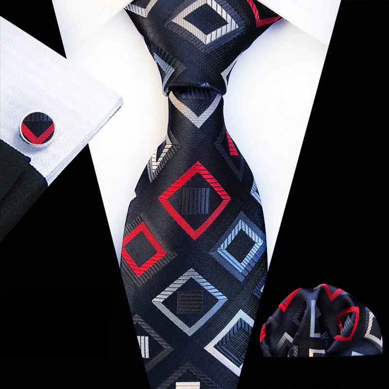 Plaid Men's Tie, Pocket Square & Cufflinks Set (3-Piece) 2025