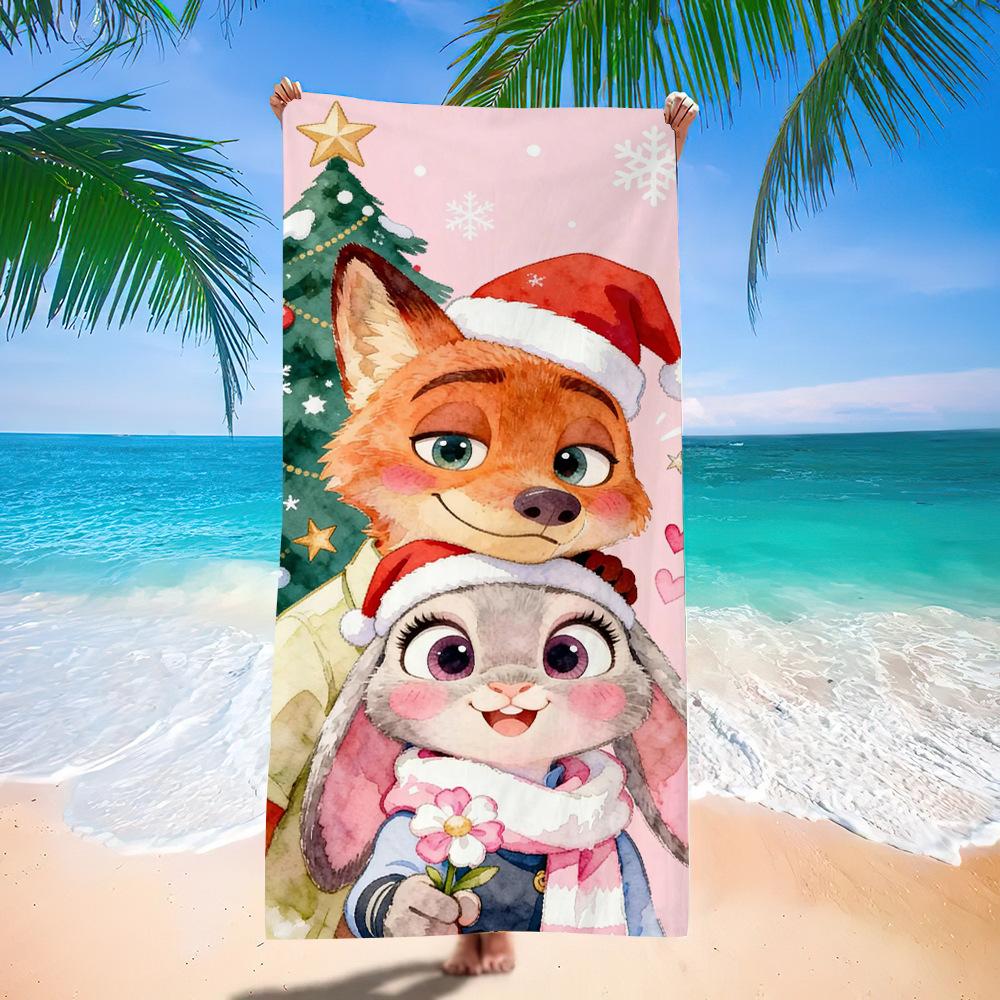 Zootopia Beach Towel Microfiber Bath Towel Kids Cartoon Week Judy Nick Quick Dry Towel