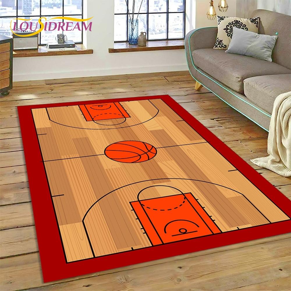 Poslední kreslený kobereček s rámem na basketbalové hřiště Koberec do obývacího pokoje Ložnice Domácí dekorace, Protiskluzová dekorace na Pohovku Dárky