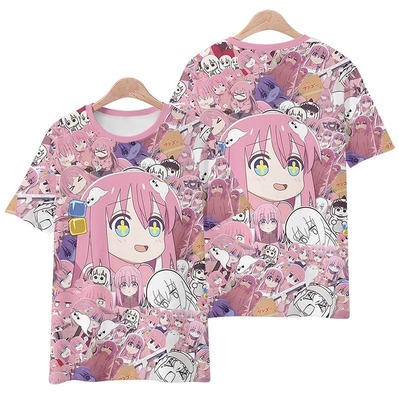 

Men s and Women s Short Sleeve T-Shirts, Streetwear with 3D Bocchi The Rock Print, Oversized, Trendy Female Male Clothing 4XL