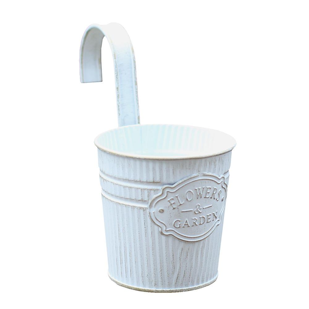 Wall Mounted Hanging Flowerpot Black White Iron Garden Flower Pot Home Decoration Detachable Hook Hanger Box Planter