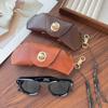 PU Leather Hanging Sunglasses Case Portable Eyeglasses Clip Glasses Storage Bag  Neck Wearing