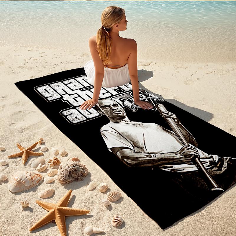 1Pc Gta V Urban Survival Beach Towel, Quick Dry, Multi-Use for Beach Pool Gym Yoga Home Travel, Christmas, Halloween, Xmas Gift M928800