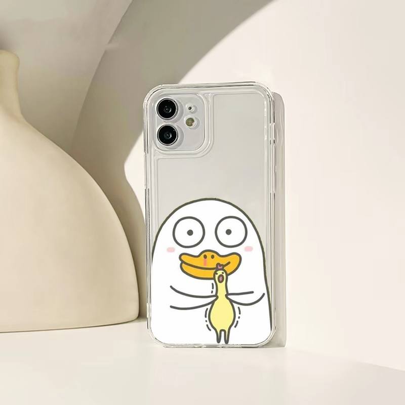 Cartoon Enten Handyhülle für Iphone 11 12 13 14 Pro Max 7 8 Plus X Xr Xs Max Se 2020 Mini Transparente Hülle