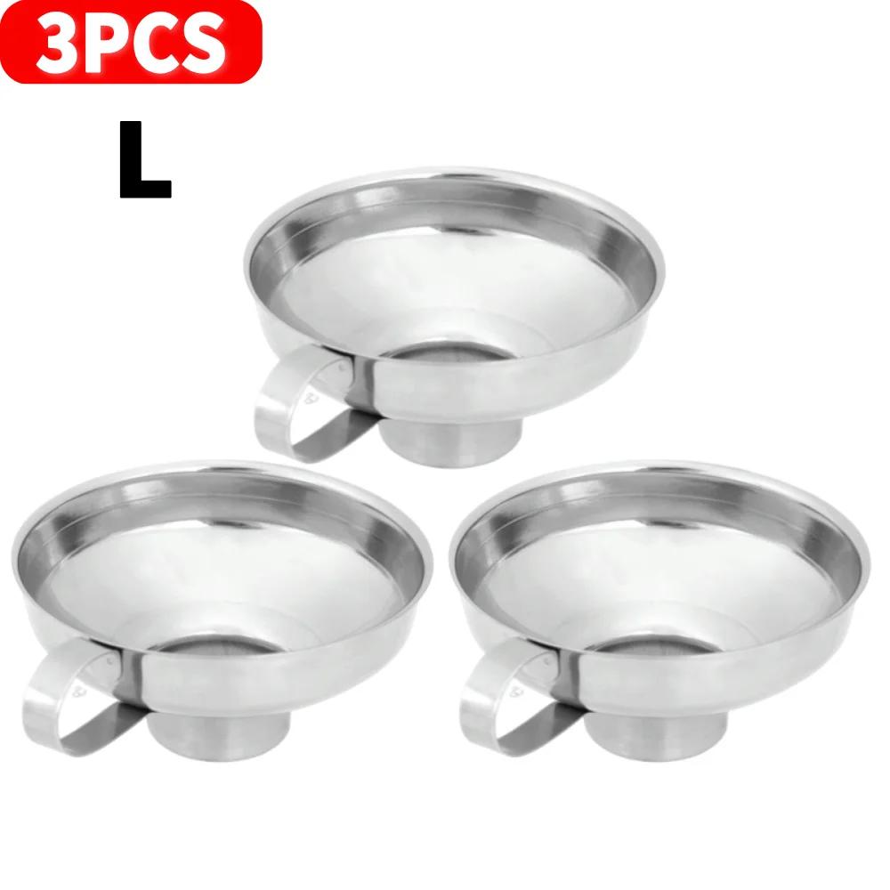 1-5Pcs Stainless Steel Wide Mouth Canning Funnel Hopper Filter Leak Wide-Mouth Can for Oil Wine Kitchen Cooking Tools