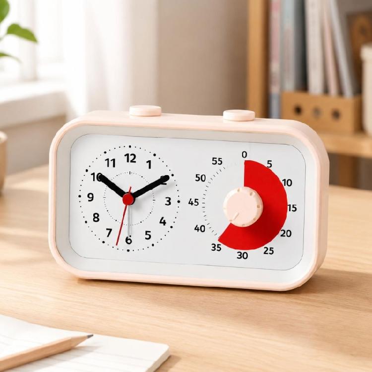 Visual Homework Clock for Kids and Students, Desk Alarm Clock for Reading Practice, Quiet Work and Routine Use