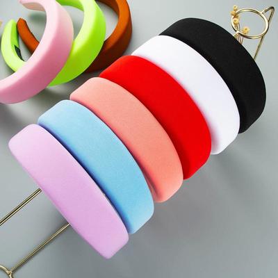 Women's Hairband Makaron Color Wide Brim Headband Simple Thick Sponge Solid Color Face Hairhoop