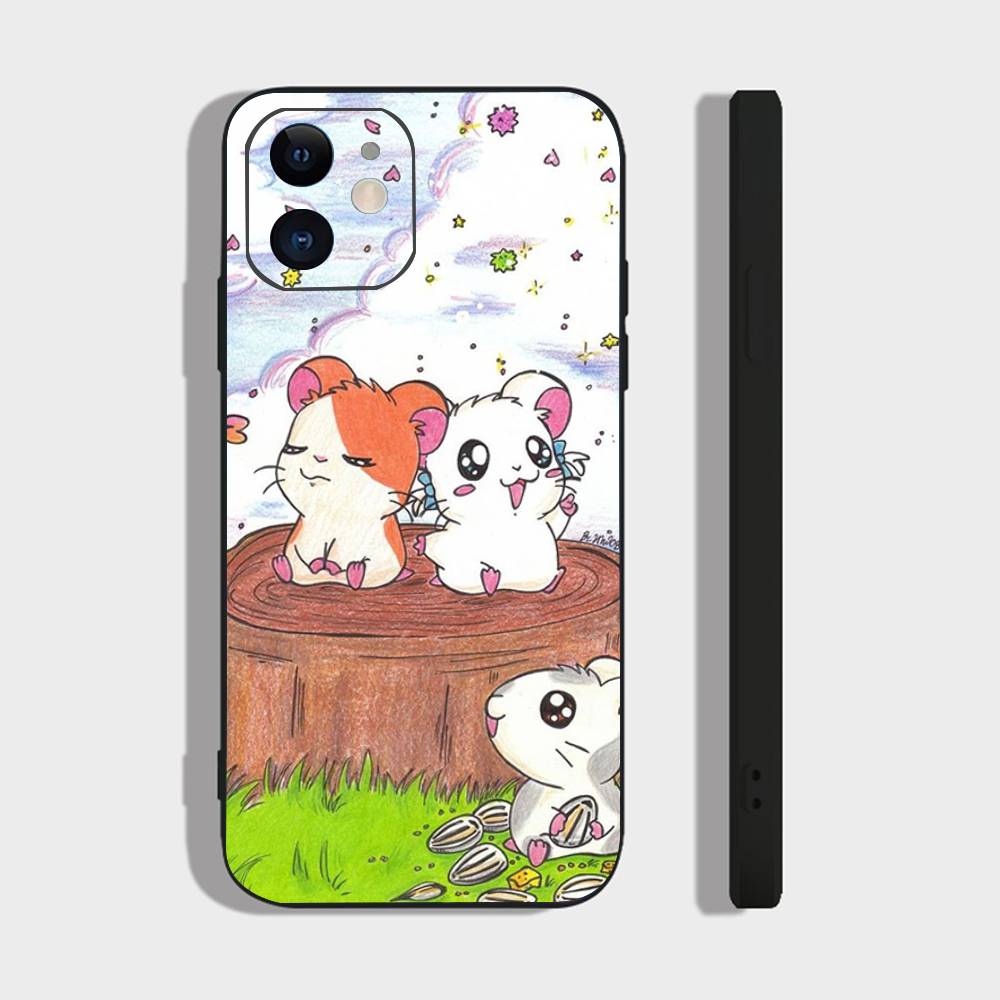Cartoon Anime H-Hamtaro Phone Case For IPhone 17 Air 16 15 14 13 Pro Max 11 12 Black Silicone Cover