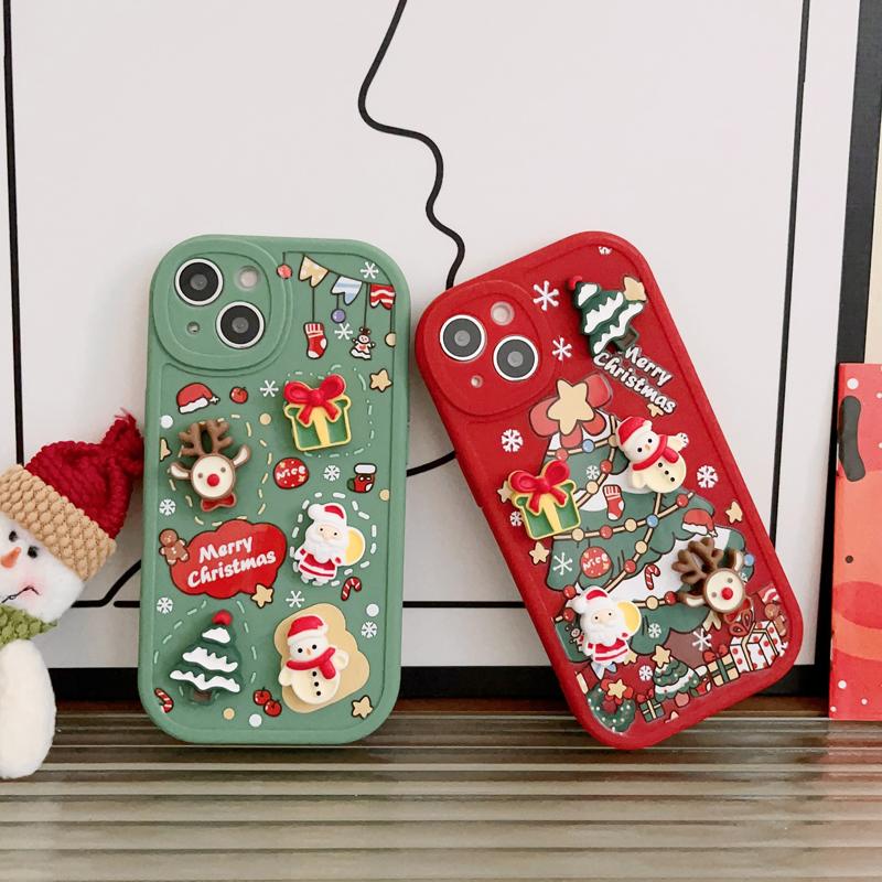 Christmas Style 3D Cartoon Santa Claus Elk Snowman Phone Case for IPhone 15 14 13 12 11 Pro Max X XR XS Max 7 8Plus 14 15 Plus Shockproof Case