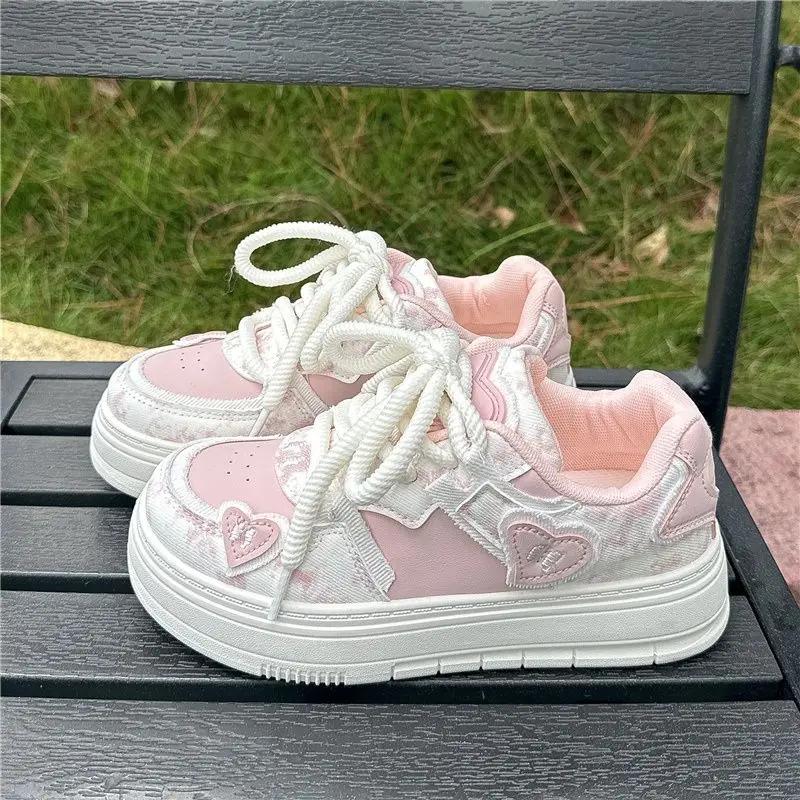 Fashion Lace Up Round Toe Shoes for Women Casual Korean On Offer 2025 New High Quality Vulcanized Shoe Trends Cheap 39 Woman Footwear