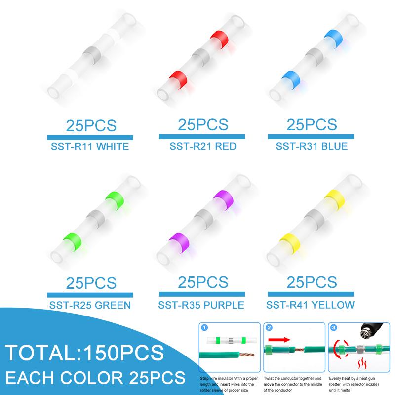 50-400 PCS Wire Connectors Solder Stick Wire Connector Insulated Solder Heat Shrink Waterproof Crimp Cable Terminals for Cable