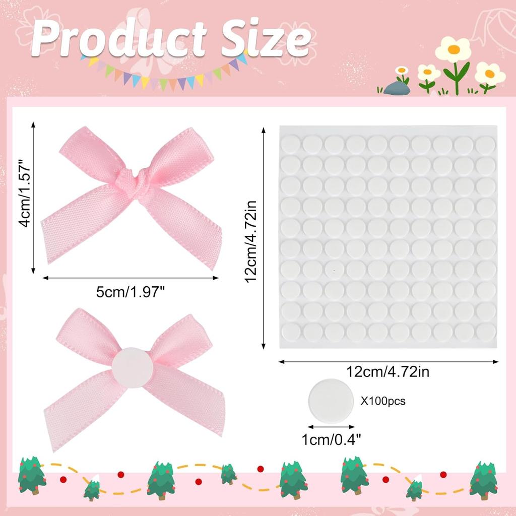 Colorful Mini Bows for Crafts, 1.5*2 Inch Satin Ribbon Small Bows for Crafting Decor, Fabric Tiny Bow for Clothes Ornament