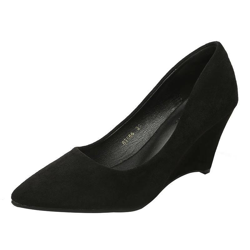 Pantofi de damă cu toc plat, talpă moale, confortabili, cu toc înalt, pentru vară, nu obosesc picioarele, negri, pantofi de lucru