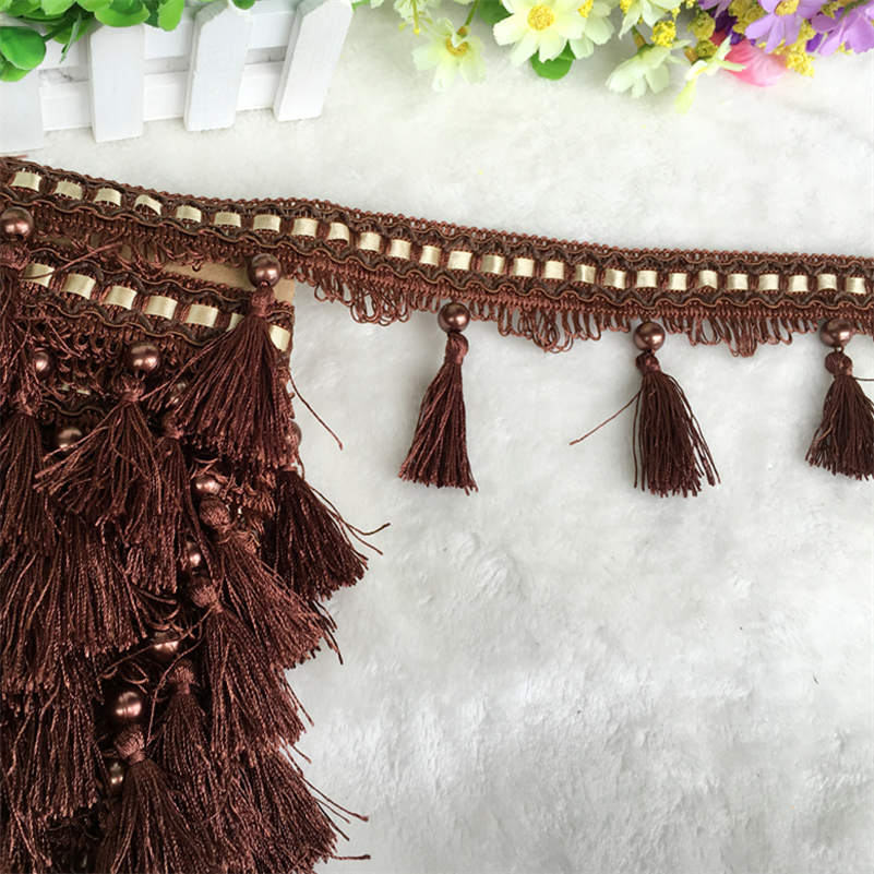 12 Yards Vorhangquastenfransen Kanten Spitzenbesatz Perlen DIY Nähhandwerk Vorhänge Kissen Möbel Polsterung Dekor