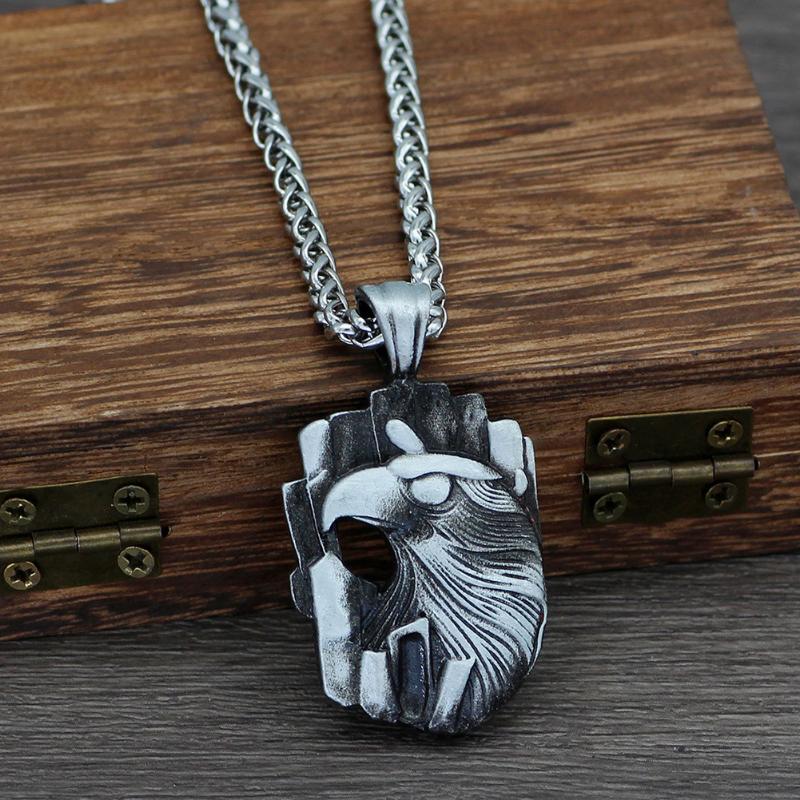 New Nordic Eagle Head Stainless Steel Pendant Necklace Punk Popular Necklace Retro Men's Jewelry Pendant Necklace