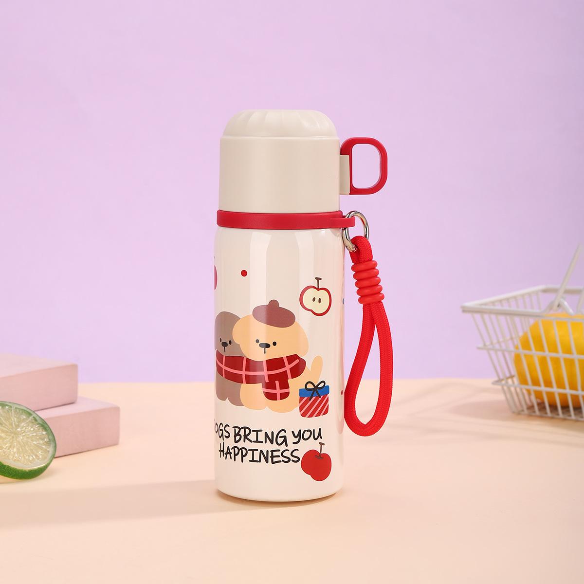 

Portable Straw Cup Dual-drink Children s Cup Stainless Steel Vacuum Insulated Cups Cute Cartoon Stylish Water Bottle 450ml