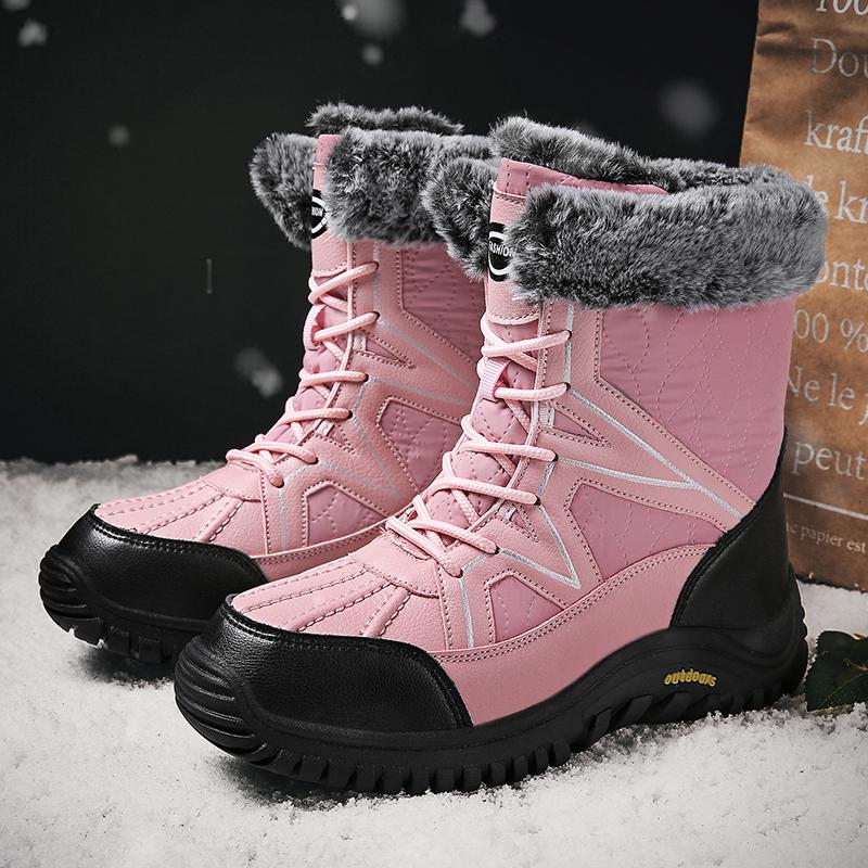 

Высококачественные зимние женские плюшевые сноубутсы для улицы, водонепроницаемые, теплые, плюшевые женские ботинки, удобные ботинки на платформе, боты для женщин 36 розовый