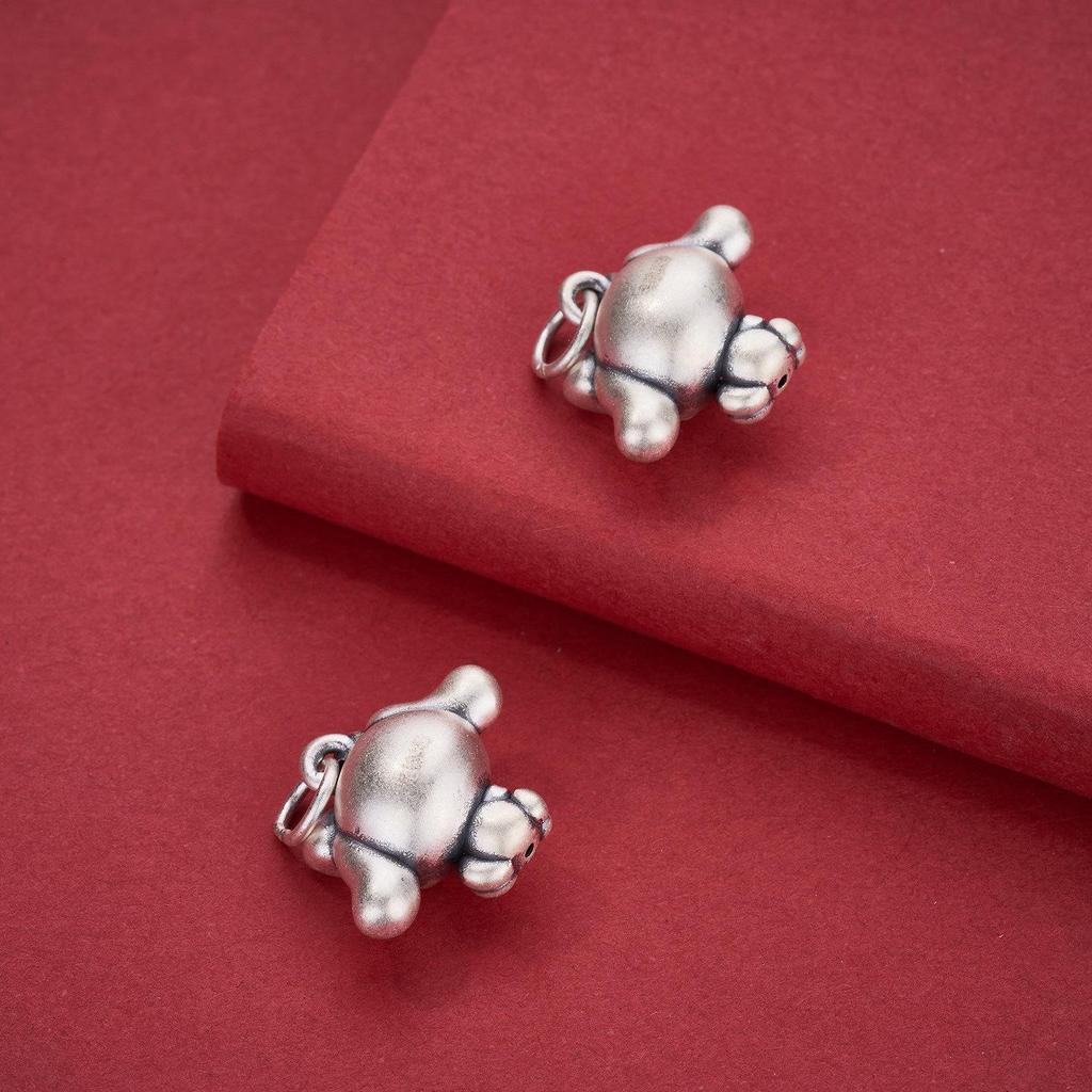 3D Sterling Silver Jade Rabbit Dog Pendant Charm for DIY Jewelry Accessories