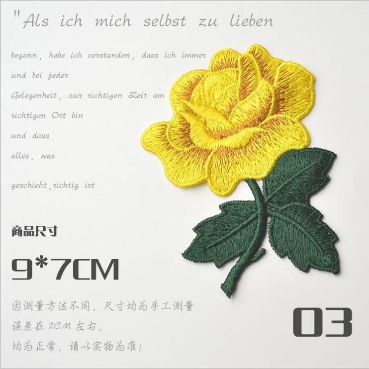 

2 шт. Красные желтые фиолетовые розы пара цветов цветочные ретро бохо аппликация термонаклеиваемые нашивки украшения 03