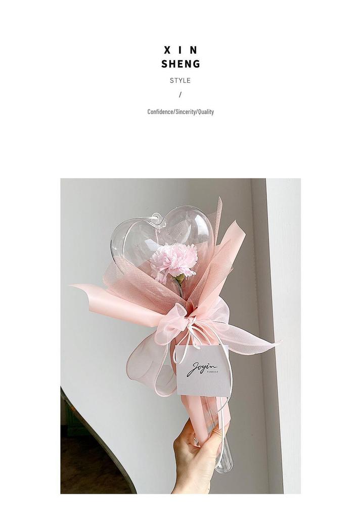 Heart-Shaped Magic Wand Acrylic Plastic Bouquet Gift Box with Fresh Flowers for Floral Art DIY